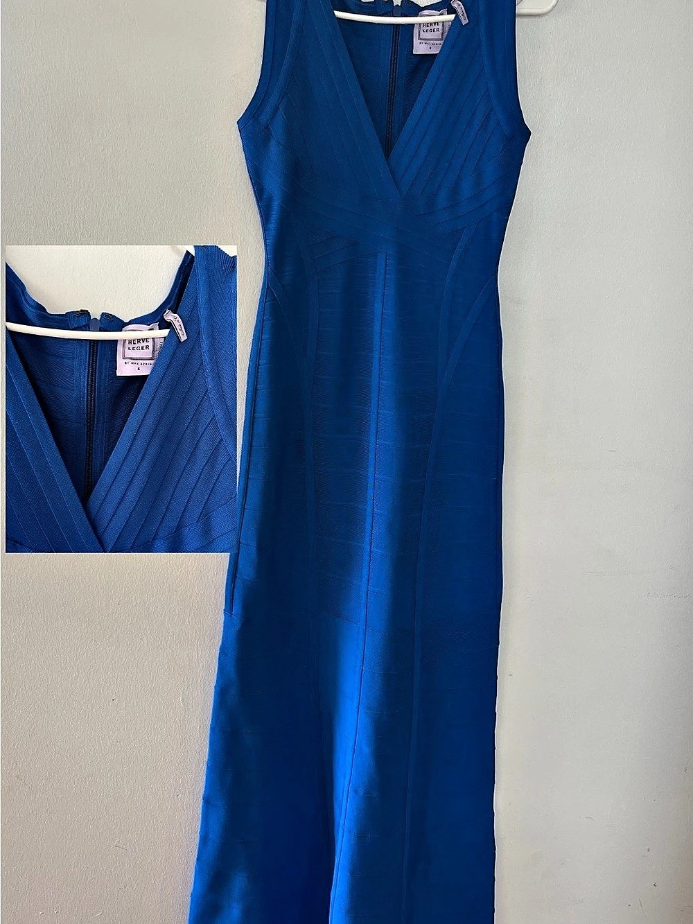 Herve Leger Women's Blue Maxi Dress Medium Like New